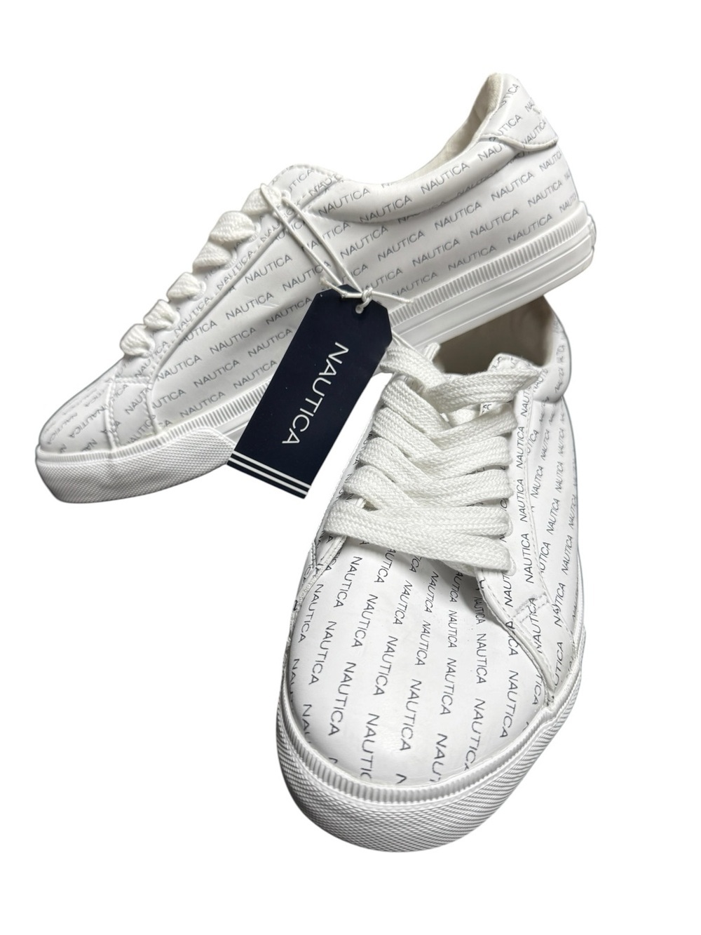 Nautica Calera 4 White All-Over Logo Print Low Top Sneaker Size 9 NWT